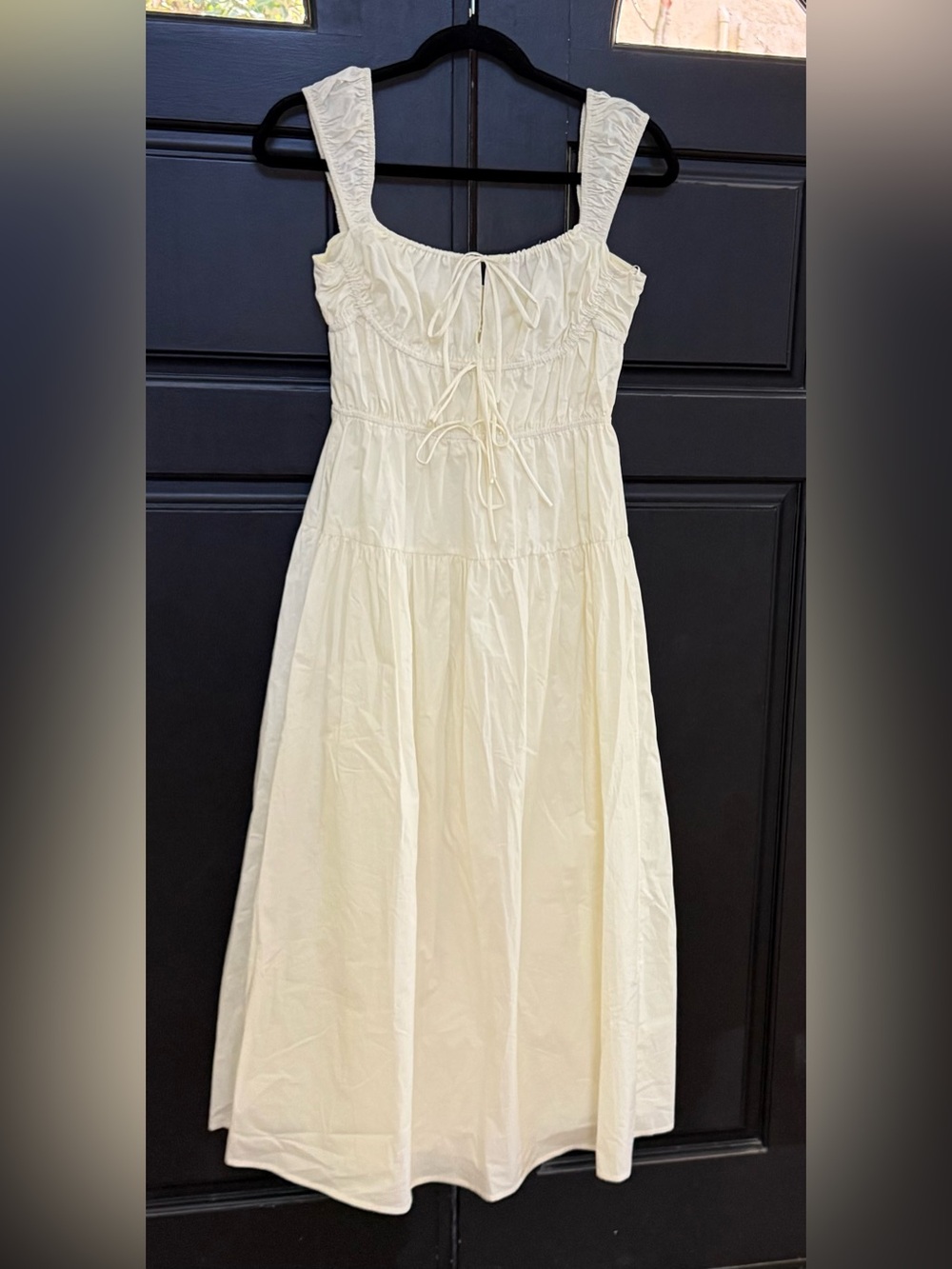 Shop Neighbor Milkmaid Midi Maxi Dress Small Buttercream Tie Front NWT